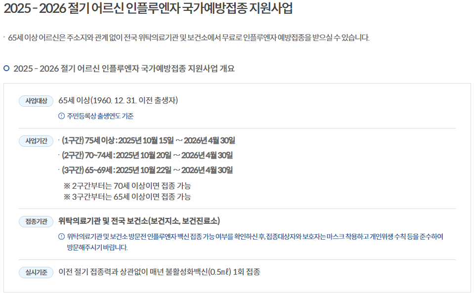 어르신 인플루엔자 정보 사진